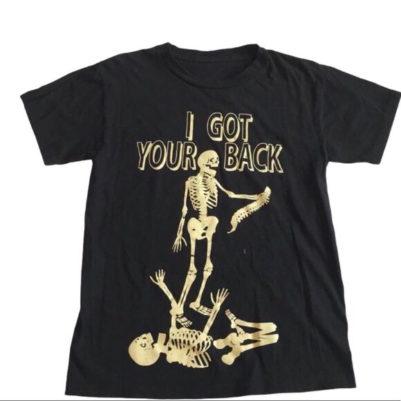 I’ve Got Your Back Skeleton Chiropractor Halloween Tee Black Sz S - Picture 1 of 8